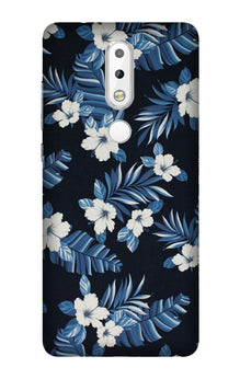 White flowers Blue Background2 Mobile Back Case for Nokia 3.1 Plus (Design - 15)