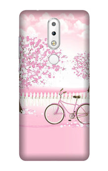 Pink Flowers Cycle Mobile Back Case for Nokia 3.1 Plus  (Design - 102)