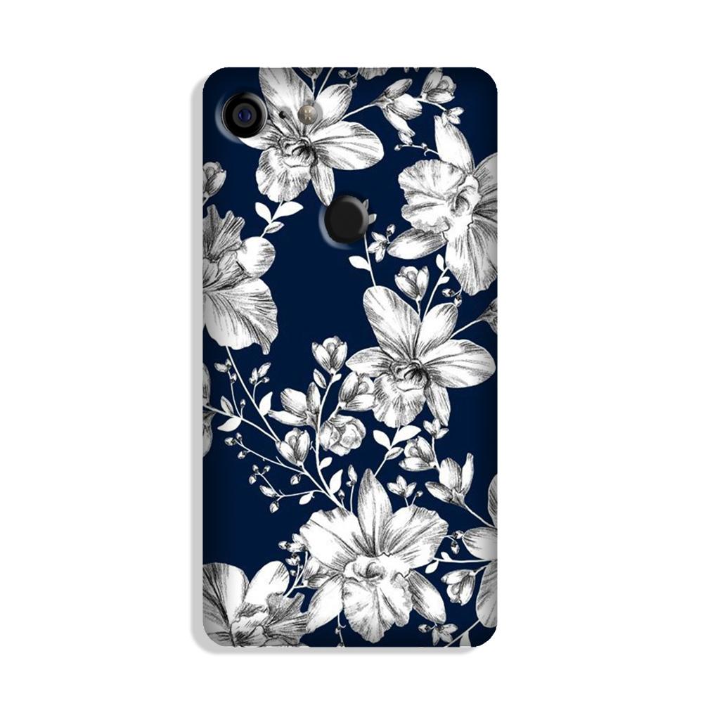 White flowers Blue Background Case for Google Pixel 3A XL