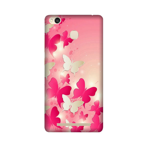 White Pick Butterflies Case for Redmi 3S Prime