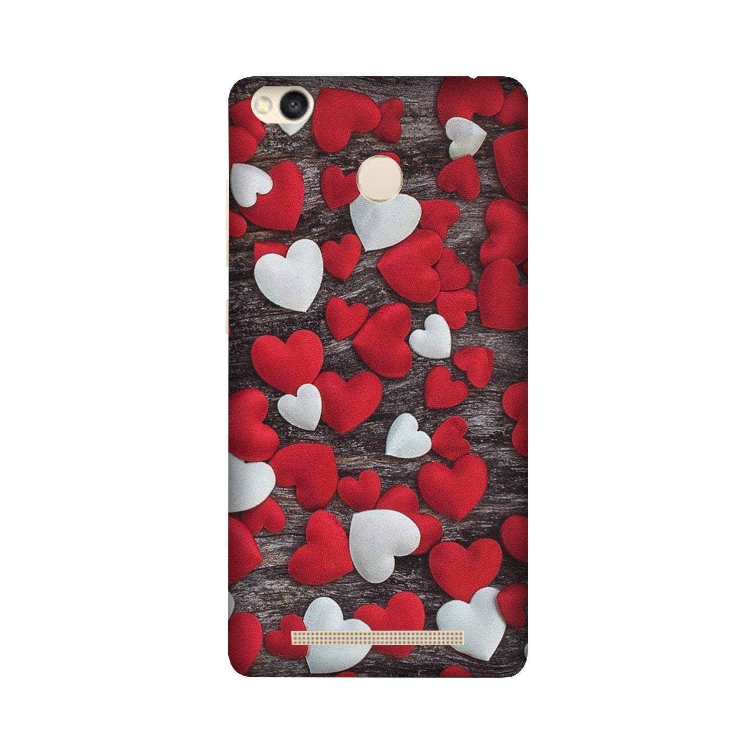 Red White Hearts Case for Redmi 3S Prime(Design - 105)