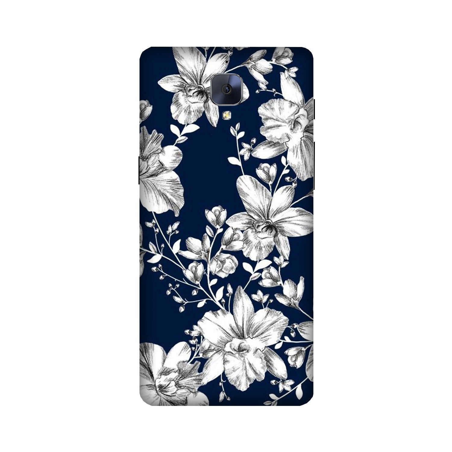 White flowers Blue Background Case for OnePlus 3/ 3T