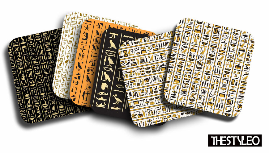 Ancient Egypt Printed Mdf Wooden Printed Square Coasters For Home And Kitchen | Dining Table Decor (Set Of 6  Pieces)