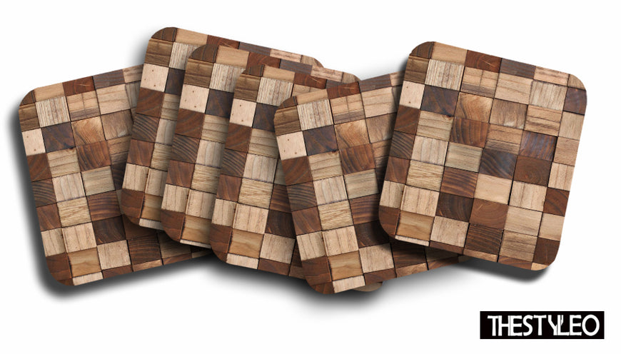 Wooden 10 Designer Printed Square Tea Coasters (MDF Wooden, Set of 6 Pieces)