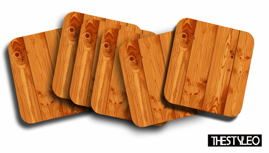 Wooden 9 Designer Printed Square Tea Coasters (MDF Wooden, Set of 6 Pieces)