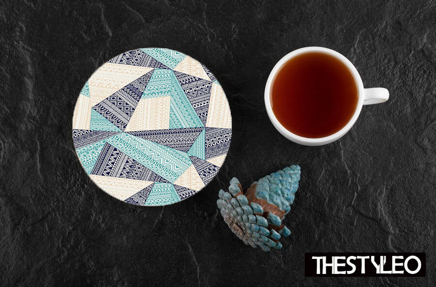 Marble Pattern Designer Printed Round Tea Coasters (MDF Wooden, Set Of 6 Pieces)