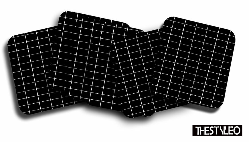 Printed Black Aesthetic Pattern Designer Printed Square Tea Coasters  (MDF Wooden, Set Of 6 Pieces Coaster)