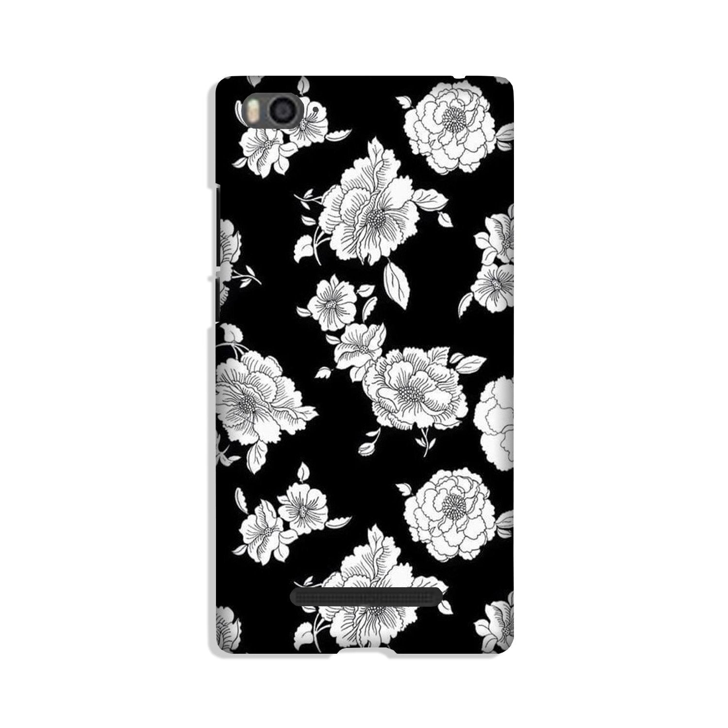 White flowers Black Background Case for Redmi 4A