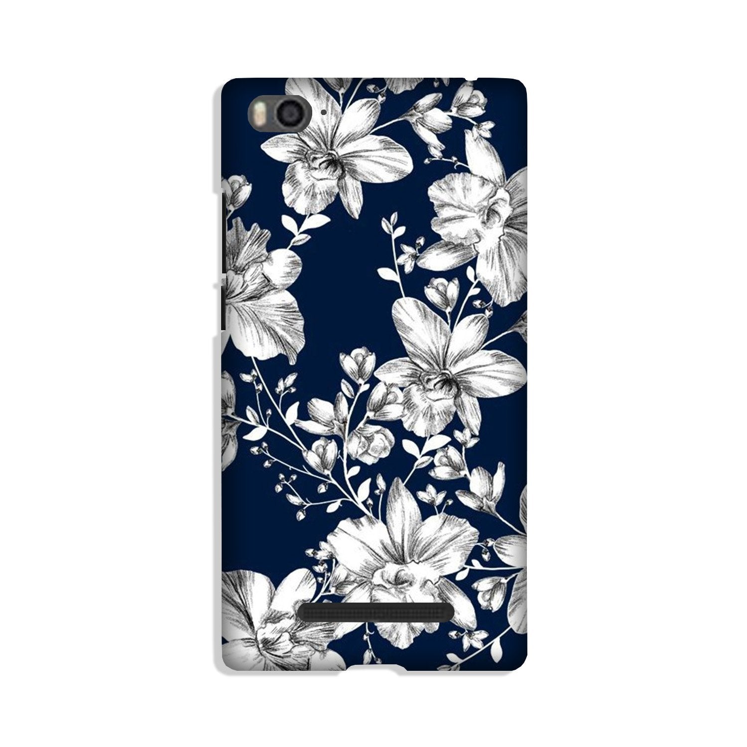 White flowers Blue Background Case for Redmi 4A