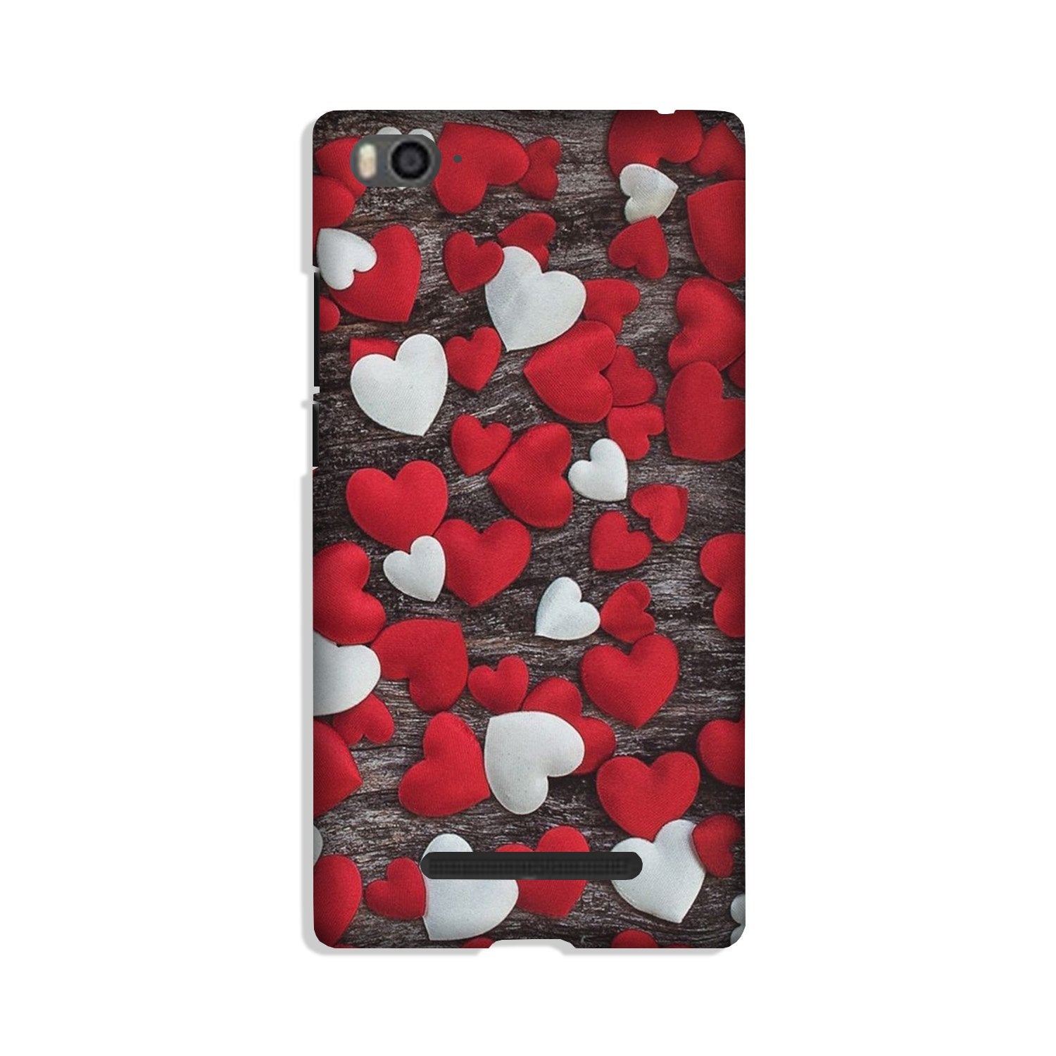 Red White Hearts Case for Redmi 4A  (Design - 105)