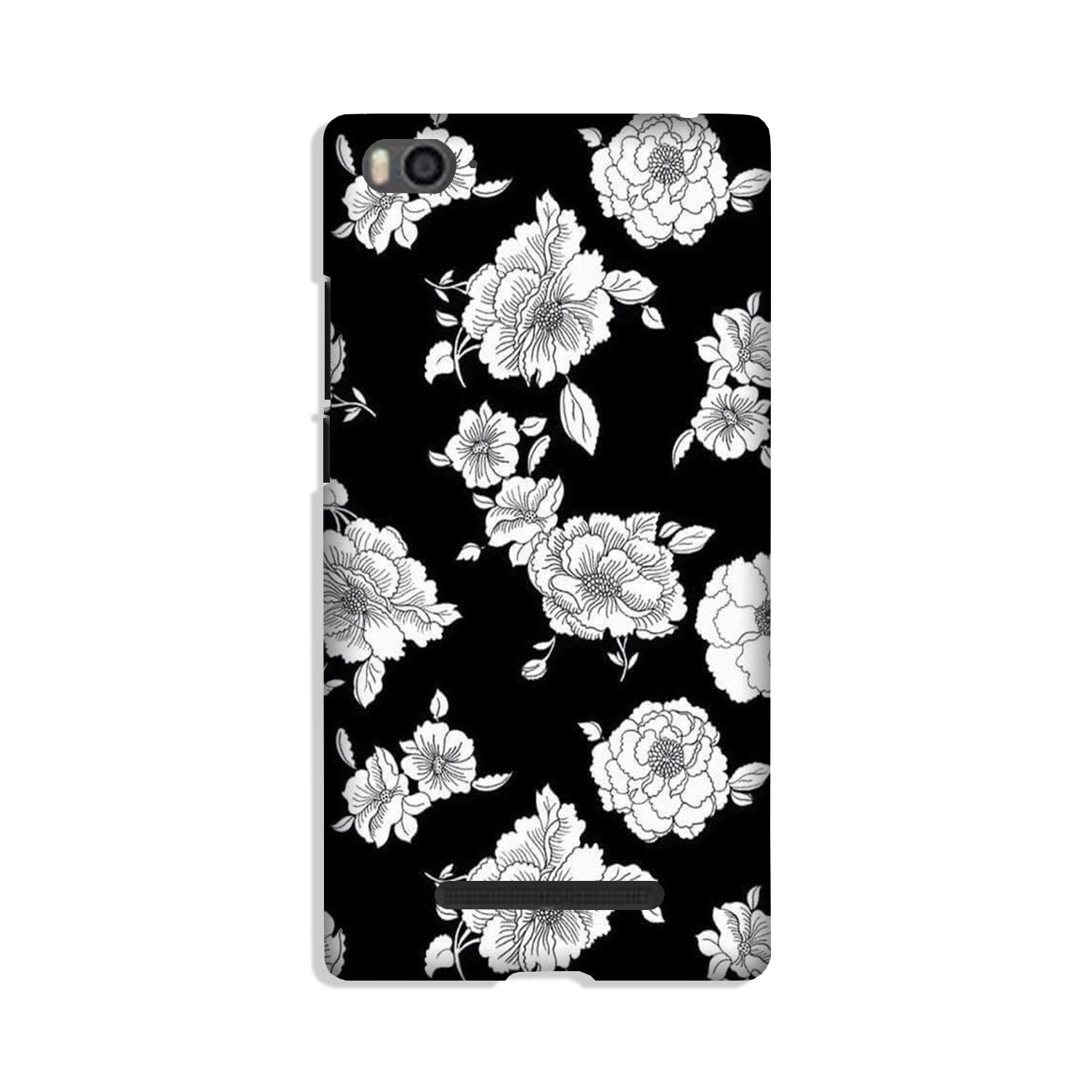 White flowers Black Background Case for Xiaomi Mi 4i