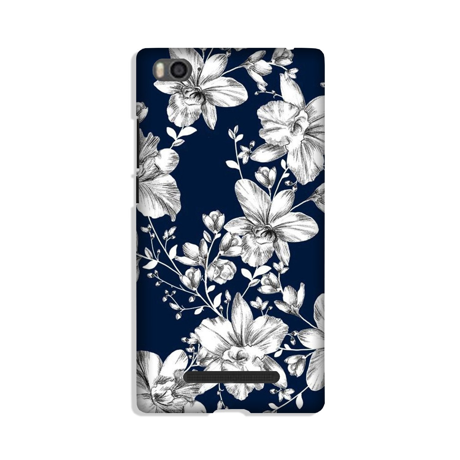 White flowers Blue Background Case for Xiaomi Mi 4i