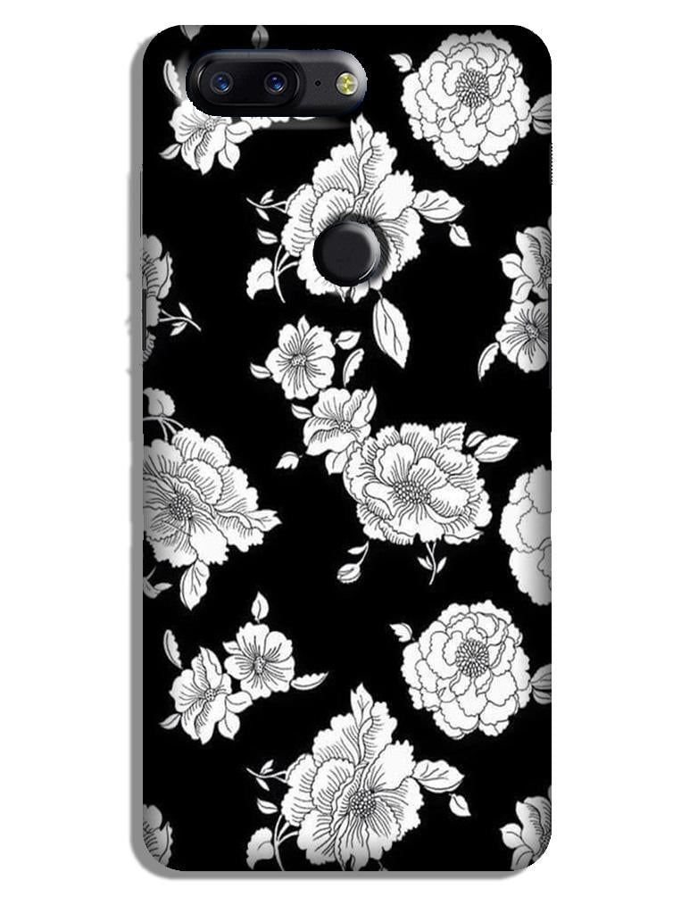 White flowers Black Background Case for OnePlus 5T