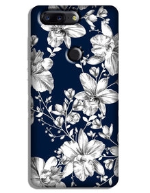 White flowers Blue Background Case for OnePlus 5T