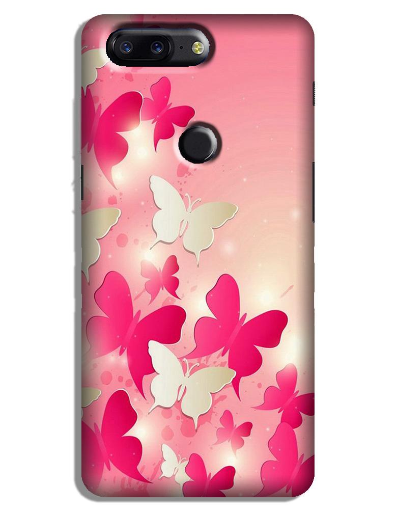White Pick Butterflies Case for OnePlus 5T