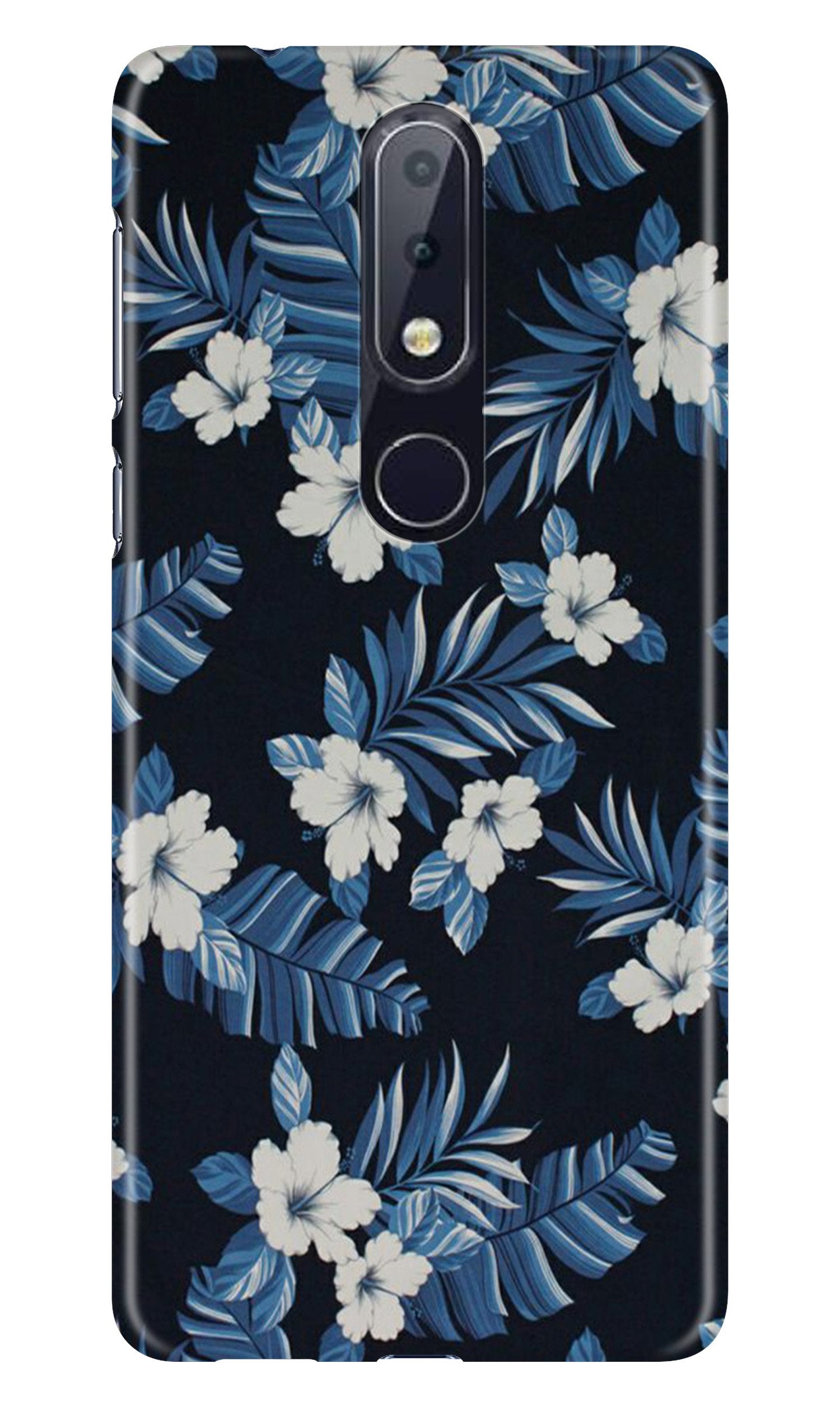 White flowers Blue Background2 Case for Nokia 6.1 Plus