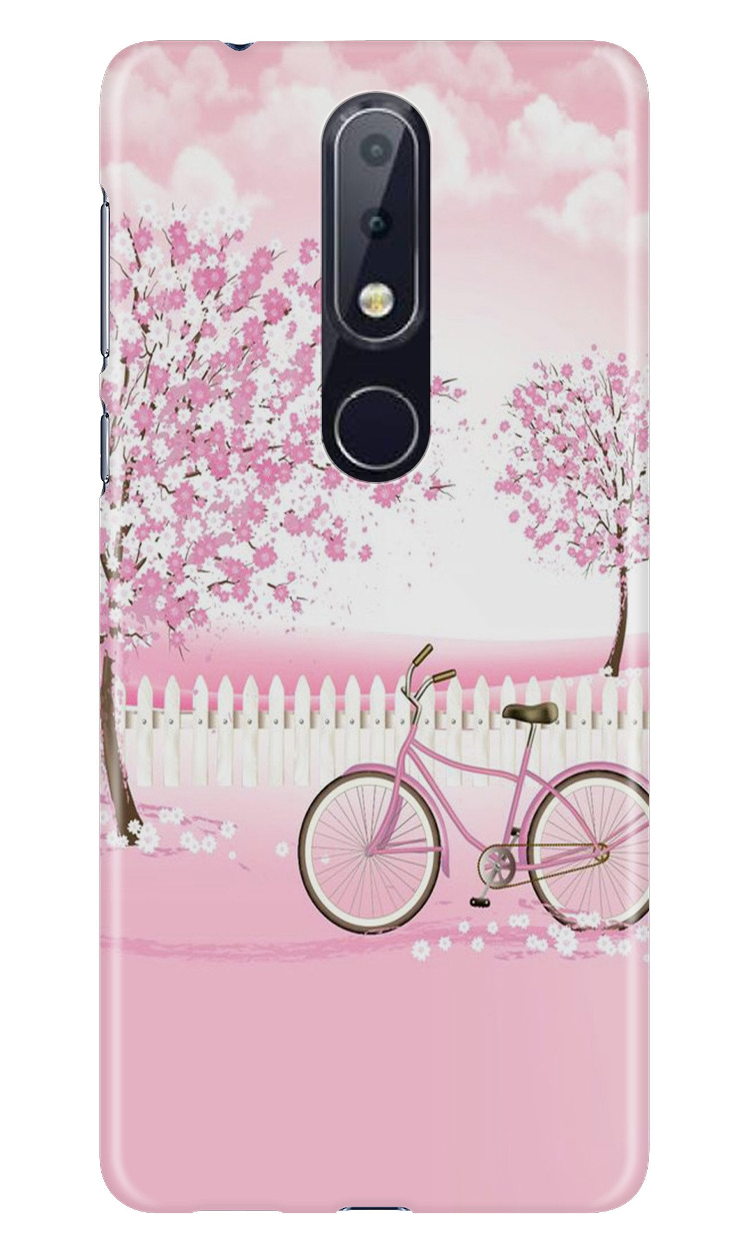 Pink Flowers Cycle Case for Nokia 6.1 Plus(Design - 102)