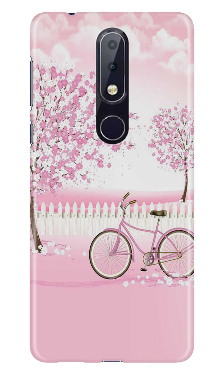 Pink Flowers Cycle Case for Nokia 6.1 Plus  (Design - 102)