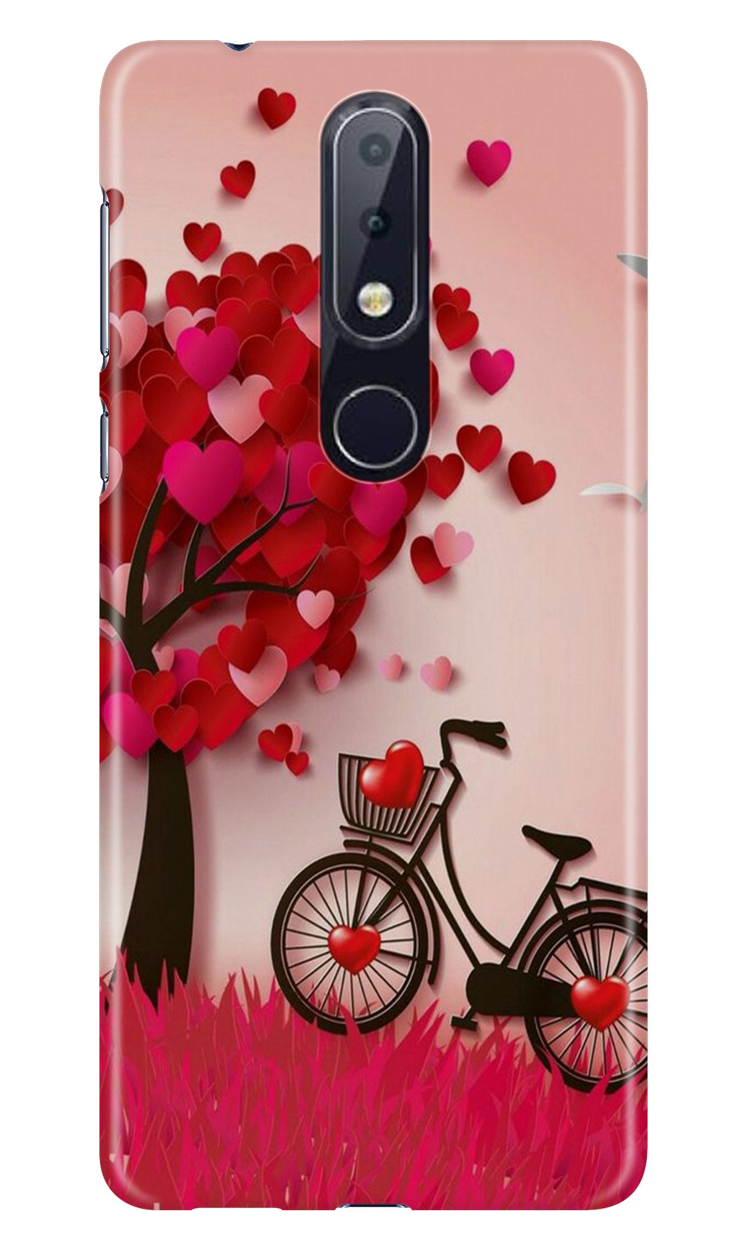 Red Heart Cycle Case for Nokia 7.1 (Design No. 222)