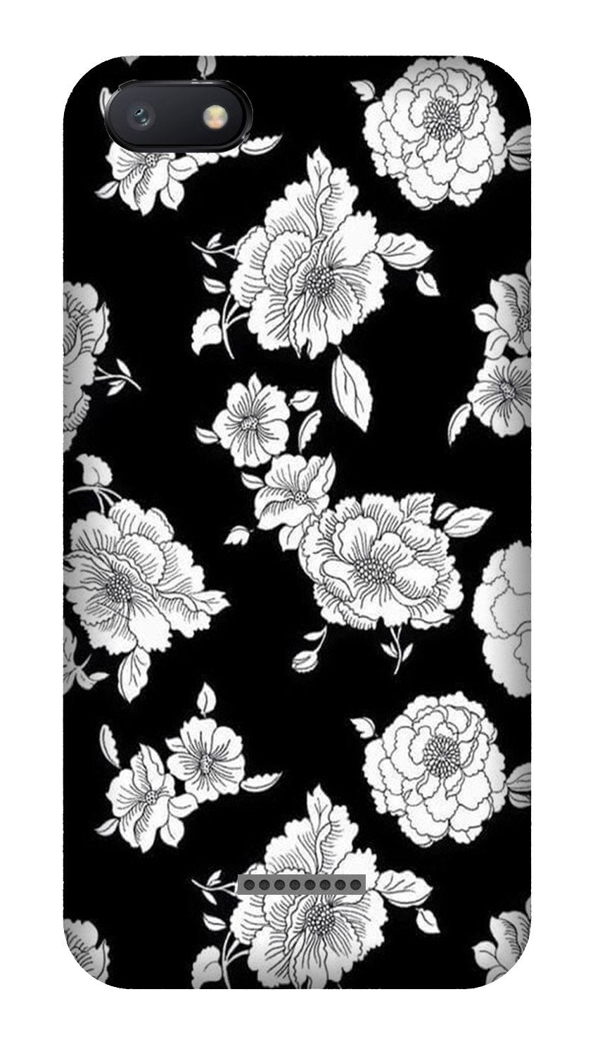 White flowers Black Background Case for Redmi 6A