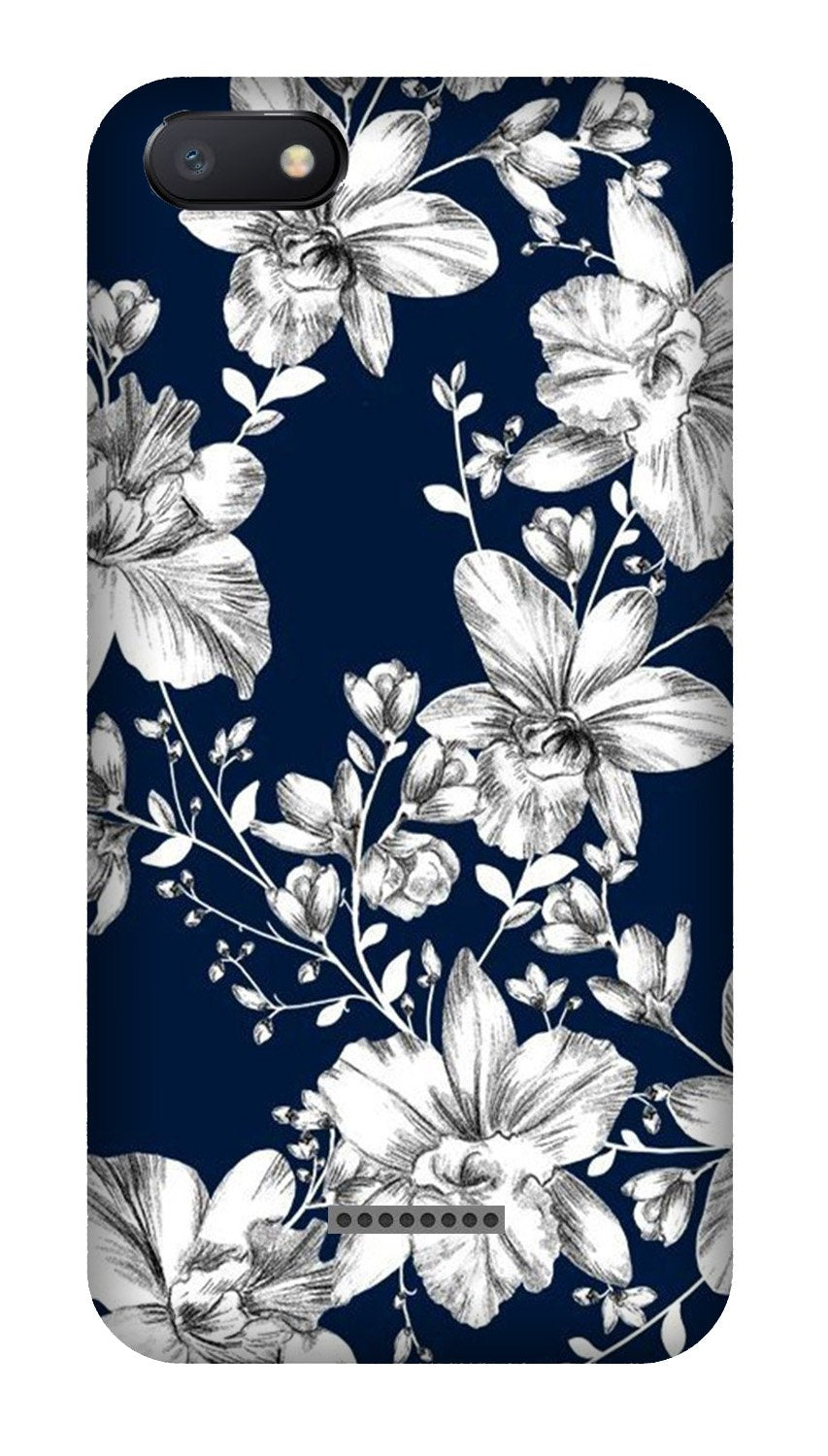 White flowers Blue Background Case for Redmi 6A
