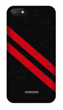 Black Red Pattern Mobile Back Case for Redmi 6A  (Design - 373)