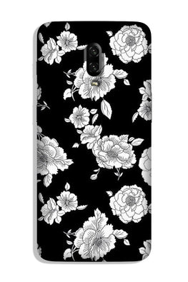 White flowers Black Background Case for OnePlus 6T
