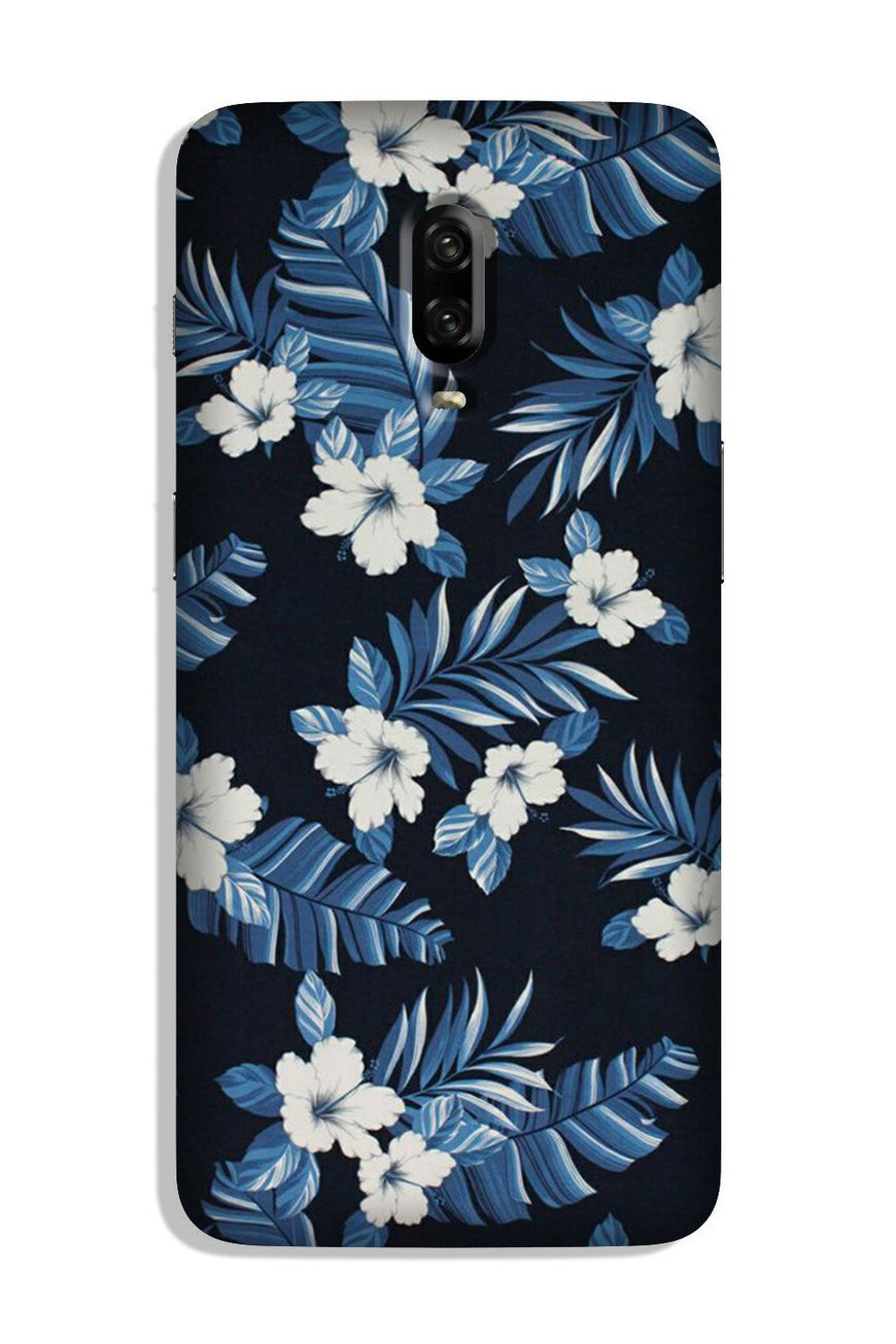 White flowers Blue Background2 Case for OnePlus 6T