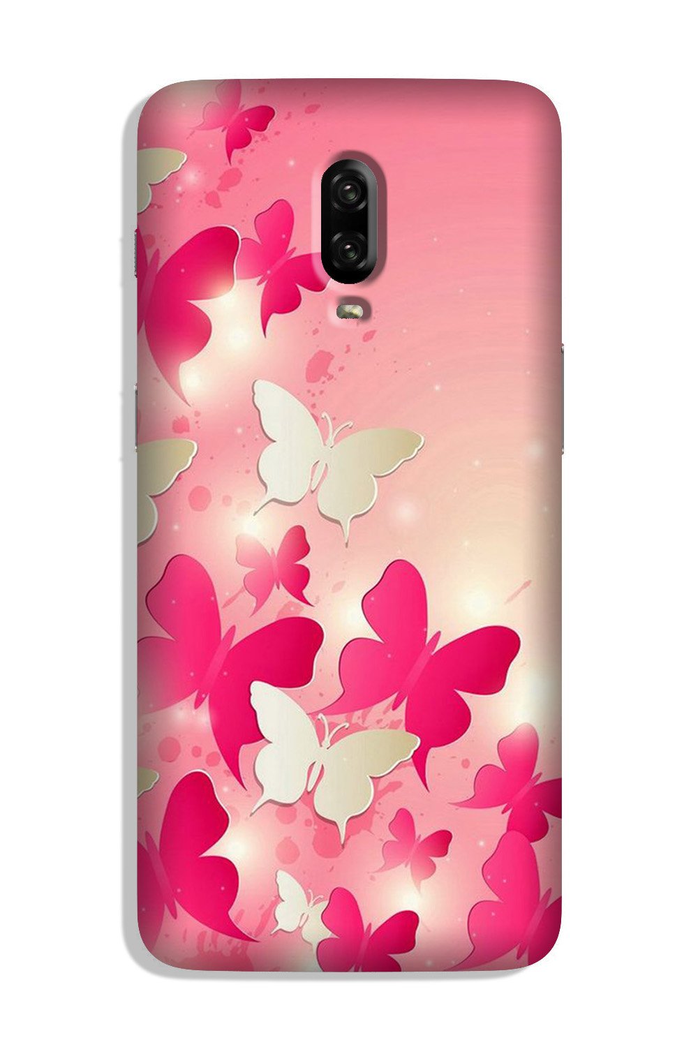 White Pick Butterflies Case for OnePlus 6T