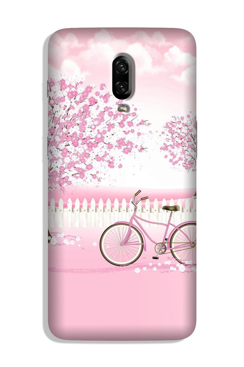 Pink Flowers Cycle Case for OnePlus 6T  (Design - 102)