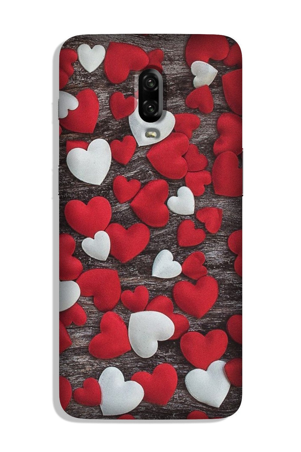 Red White Hearts Case for OnePlus 6T(Design - 105)