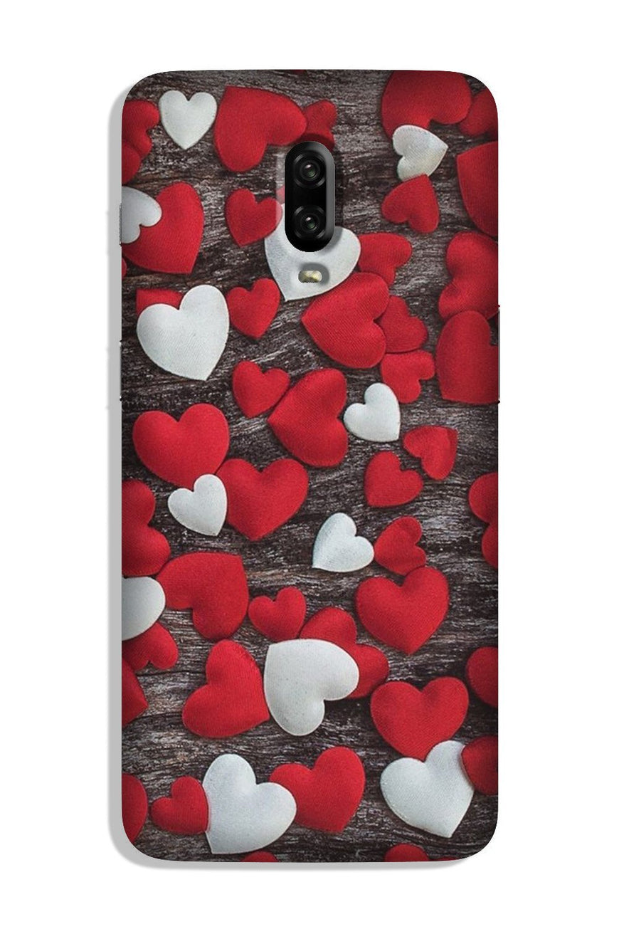 Red White Hearts Case for OnePlus 6T  (Design - 105)