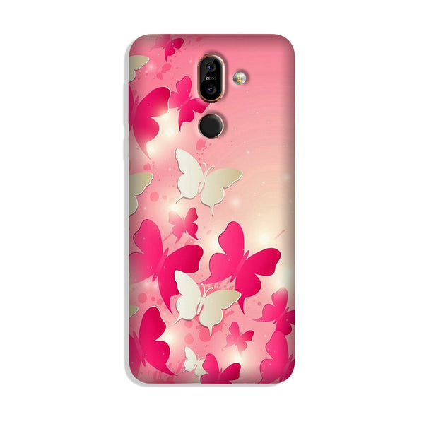 White Pick Butterflies Case for Nokia 8.1