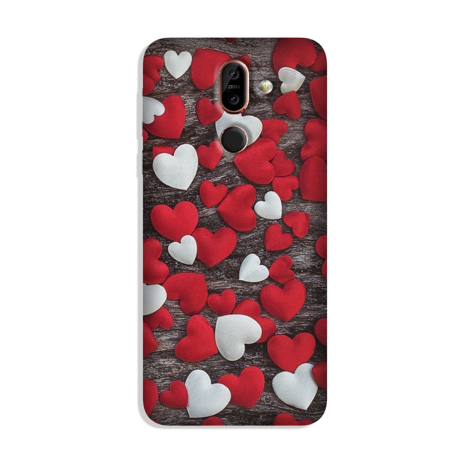 Red White Hearts Case for Nokia 8.1(Design - 105)