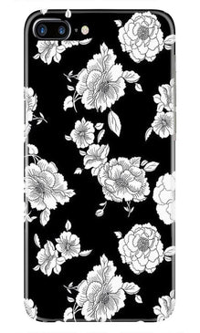 White flowers Black Background Mobile Back Case for iPhone 7 Plus (Design - 9)