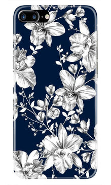 White flowers Blue Background Mobile Back Case for iPhone 7 Plus (Design - 14)