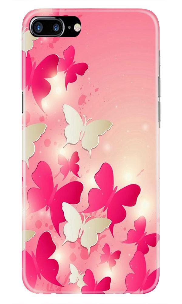 White Pick Butterflies Case for iPhone 7 Plus