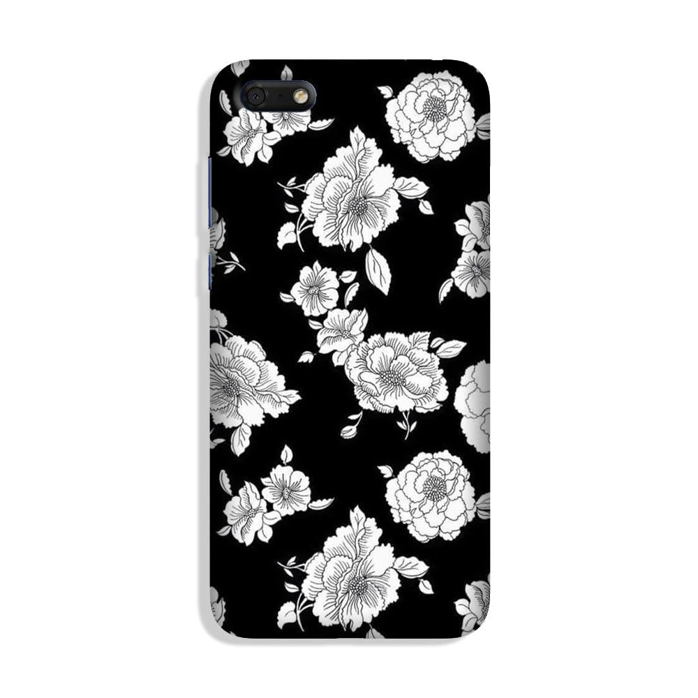 White flowers Black Background Case for Redmi Y1 Lite