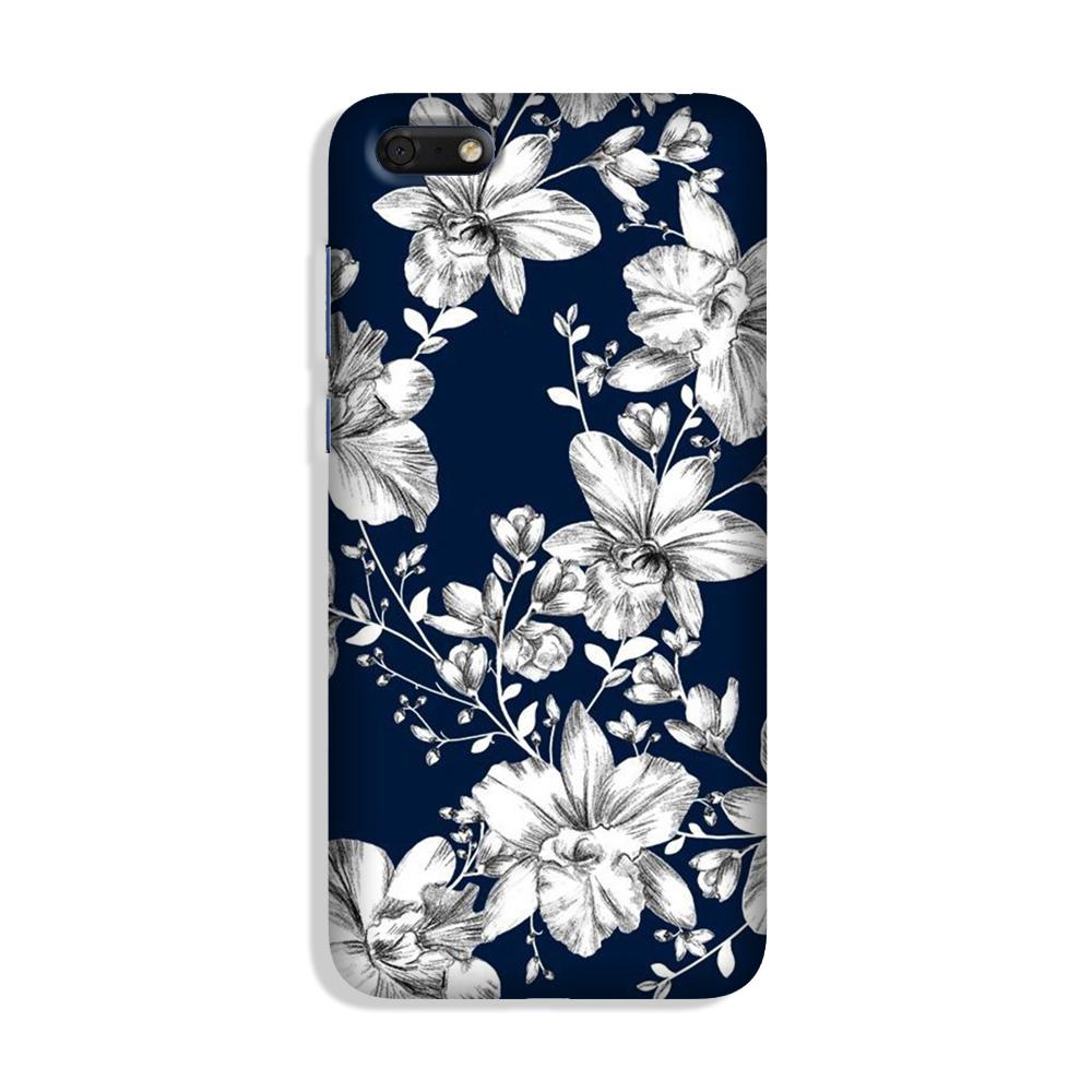 White flowers Blue Background Case for Honor 7S