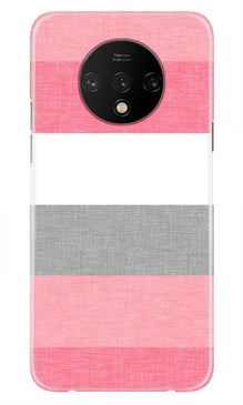 Pink white pattern Mobile Back Case for OnePlus 7T (Design - 55)