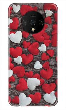 Red White Hearts Mobile Back Case for OnePlus 7T  (Design - 105)