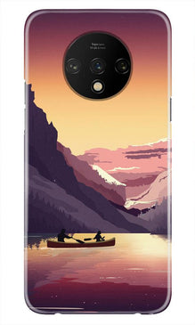 Mountains Boat Mobile Back Case for OnePlus 7T (Design - 181)