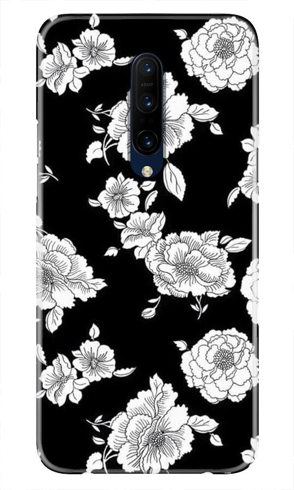 White flowers Black Background Case for OnePlus 7T pro