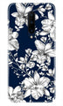 White flowers Blue Background Case for OnePlus 7T pro