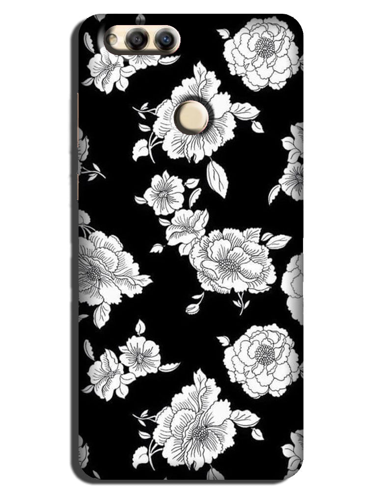 White flowers Black Background Case for Mi A1