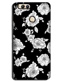 White flowers Black Background Case for Honor 7A