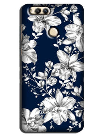 White flowers Blue Background Case for Honor 7A