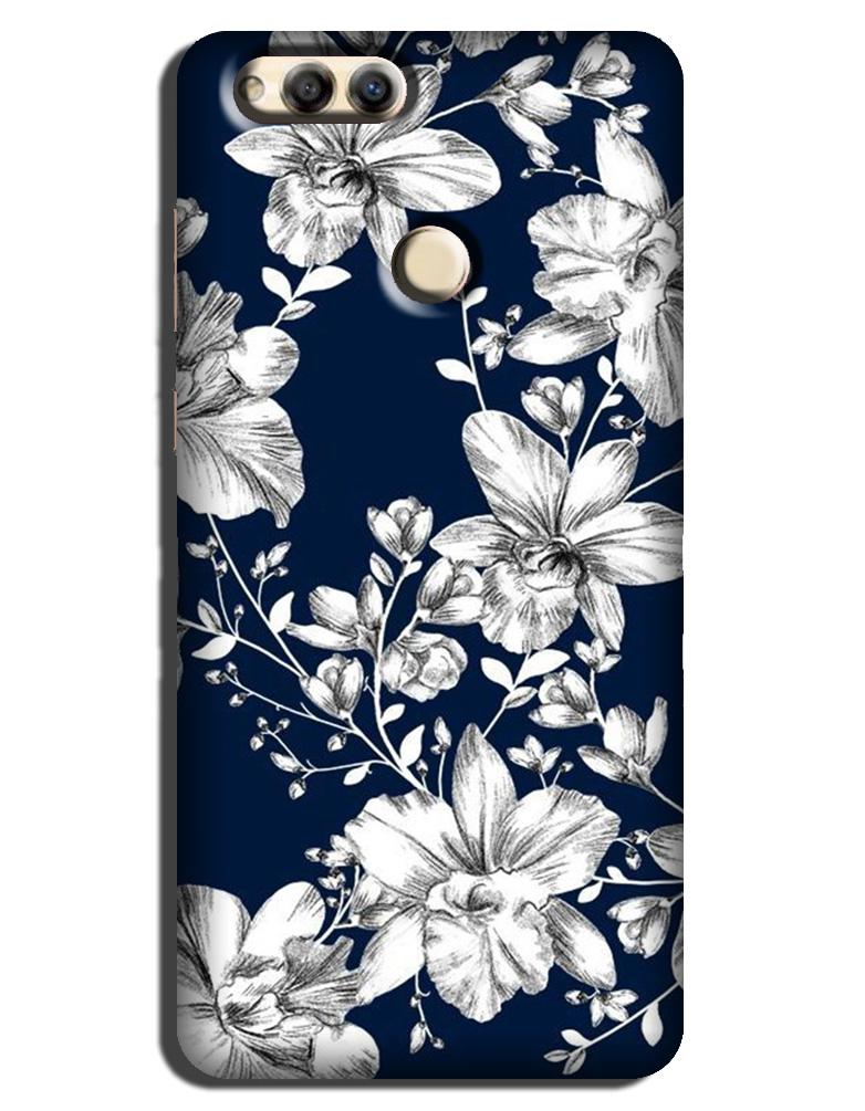 White flowers Blue Background Case for Honor 7X