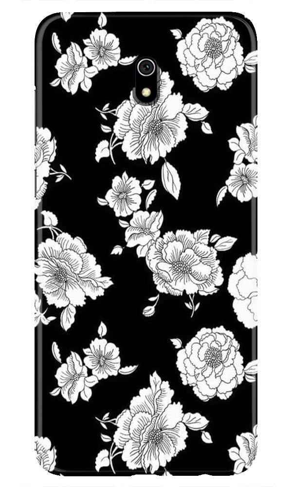 White flowers Black Background Case for Xiaomi Redmi 8A