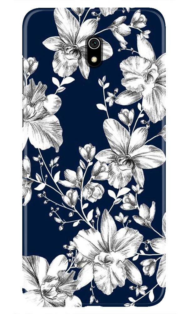 White flowers Blue Background Case for Xiaomi Redmi 8A